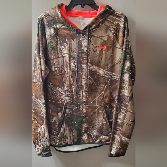 Under Armour Woodland Camo Hoodie with Bright Orange Trim. I - Picture 1 of 5
